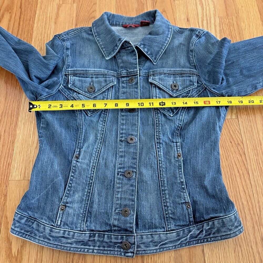 Guess Jean Jacket Women's XL Denim Trucker Cropped Retro Stretch Made in Mexico - Picture 4 of 15